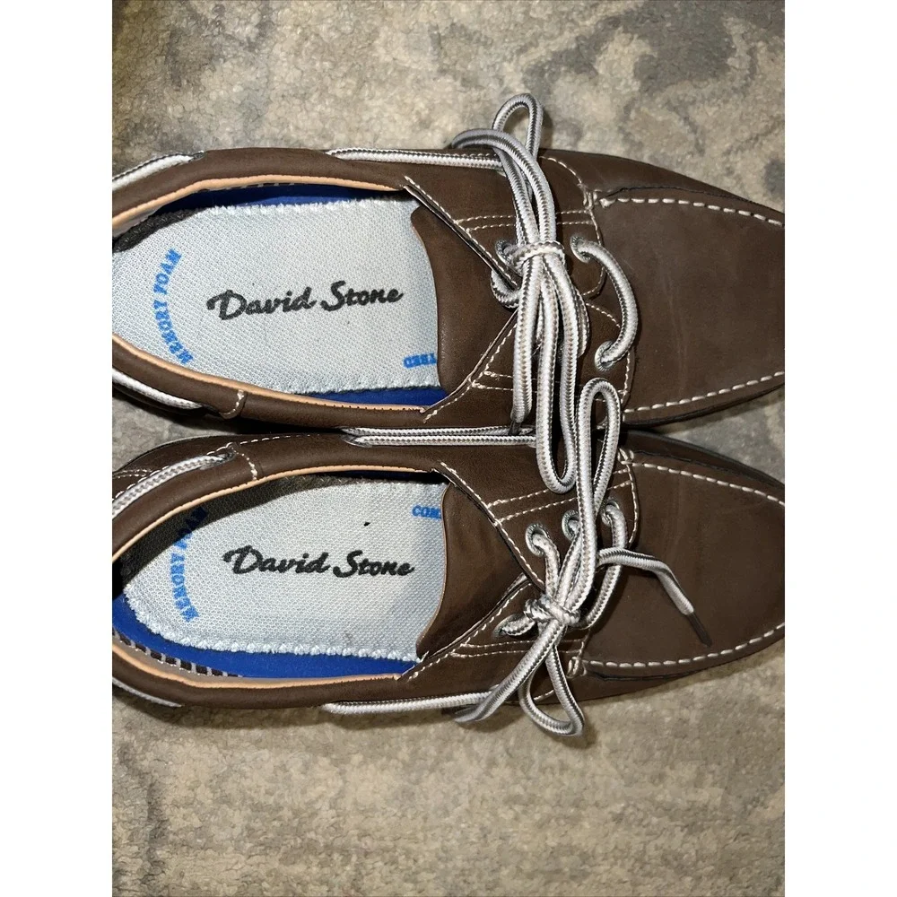 David‎ Stone mens sz 8 Brown Boat Shoes Casual Memory Foam Lightweight Loafer